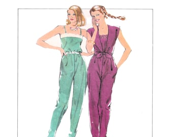 80s Jumpsuit and Tie Top Sewing Pattern, Style 3305, Spaghetti Strap, Ruffle Bodice, Tied Waist Top, Slim Pant Leg, Elastic Waist, Size 10