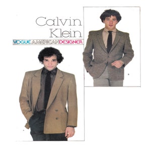Vogue 2257, padrão de costura masculina, Calvin Klein, Vogue American Designer, jaqueta esportiva, blazer de peito único ou peito duplo tamanho 42 SEM CORTES