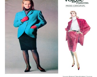 Vogue 2131, Chloe Women Suit Sewing Pattern, Loose Fit, Button Front Blazer, Tulip Hemline, Straight Skirt, Size 10, Uncut, 80s Vintage