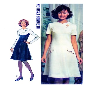 70s Vintage, Designer Dress, Simplicity 5344, Women Dress Sewing Pattern, Sweetheart Neckline, Shaped Midriff, Flared Skirt, Size 14 Bust 36