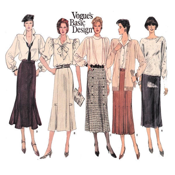 Vogue 1425, Women Skirt, Sewing Pattern, Pleated Skirt, Straight Skirt, Midi Skirt Pattern, Tailor Fit, Kick Pleat Size 10, 80s vintage