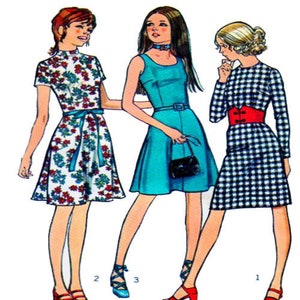 70s, Dress Sewing Pattern, Simplicity 9552, Short Sleeve, High, Round, Scoop, Neckline, Fitted Bodice, Aline / Pencil Skirt, Bust 32&quot;, UNCUT