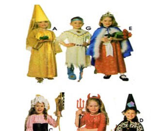 Child, Halloween Costume, Simplicity 0644, 9724, Devil, Witch, Fairy, Princess, Queen, Angel, Little Bo Peep, Size 4, Child Costume Pattern
