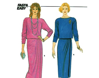 Butterick 6946, Women, 2 piece Dress, Elegant Gown, Sewing Pattern, Tunic Top,  Mock Wrap Skirt, Mother of the Bride, Size 6-8-10, UNCUT