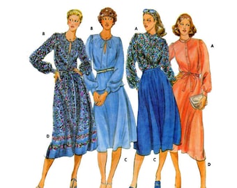 Butterick 5665, Rena Rowan,  Jones New York, Designer Dress, Sewing Pattern, Peasant Blouse, Aline Skirt, Casual Dress, Size 12, 80s Vintage
