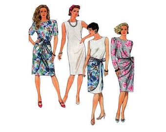 Simplicity 9702, Women, Shift Dress, Tunic Dress, Boat Neckline, Short Sleeves, Sleeveless, Sundress, Sewing Pattern, Sarong Wrap, Size 6-10