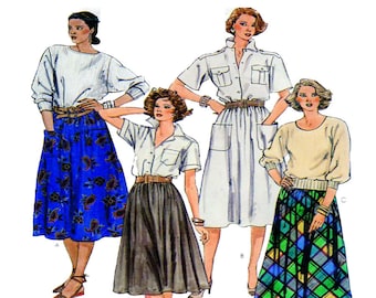 McCalls 2004, women skirt pattern, full skirt, gathered waist, patch pocket, side zipper, Women Sewing Pattern, Size 10, "Learn to Sew"