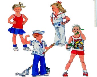 Children, POPEYE, Sailor / Nautical, Simplicity 8712, Square Collar, Elastic Waist, Pant, Shorts, Circle Skirt, Sleeveless Top, Size 3