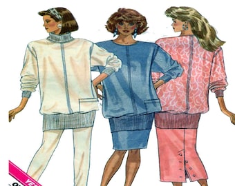 Butterick 5730, Women Sewing Pattern, Pull Over Top, Long Sleeve, Slim Skirt, Pull On Pants / Leggings, Round / High Neckline, Size 14-16-18