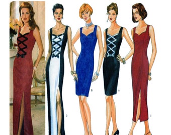 Butterick 4259, robe de soirée pour femme, robe de cocktail, patron de couture, chérie, corsage lacé, coupe ajustée, jupe crayon, taille 12 14 16, non découpé