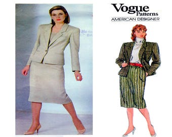 Vogue 1190, BILL HAIRE, Women Suit, Sewing Pattern, Fitted Blazer, Single Button, Jacket, A line Skirt, Size 12, Uncut, 80s Vintage
