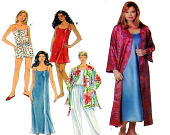 Simplicity 8666, Women Sleepwear, Negligee, Lingerie, Long Nightgown, Short Nightdress, Tap Pant, Boxers, Robe, Size XS,Women Sewing Pattern