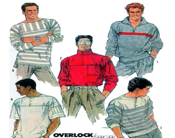Men Sportswear, Simplicity 8410, Pull Over Top, Collar Shirt, Long / Short Sleeve, Men Fashion, Sewing Pattern, Size 38-40 Chest, UnCUT