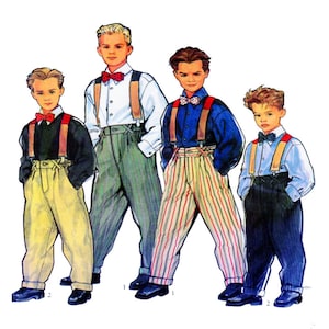 Style 2390, Children / Boy, Suspender Pant, Cuff Bottom, Dress Shirt, Button Front, Sewing Pattern, Size 5-6-7-8-9-10, 90s Vintage Pattern