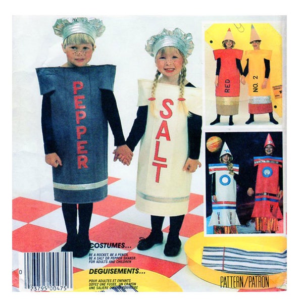 McCalls 2201, Child / Toddler, Halloween Costume,McCalls P914, Salt & Pepper Shakers, Pencil Crayons, Rocket Ships, Size 2-4, UNCUT