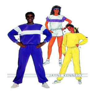 1980s Athletic Wear, Sweat Shirt, Sweat Pants and Shorts, Stretch Knit  Sewing, Gym Clothes, UNCUT Butterick 5513, Sizes P-S-M-L 6-18 