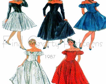 Simplicity 8383, Wedding, Bridal, Prom, Cocktail, Dress Sewing Pattern, Off Shoulder, Fit Flare, Princess Seam, Size 6-8-10, UNCUT