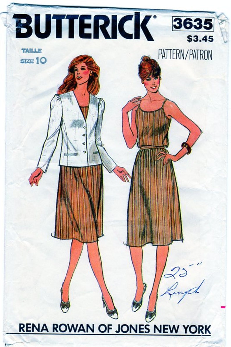 Butterick 3635, Rena Rowan, Jones New York, Designer Sewing Pattern, Button Jacket / Blazer, Aline Skirt, Camisole Top, Size 10, 80s Vintage image 6