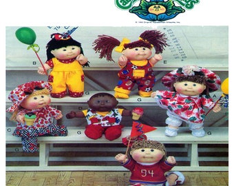 Cabbage Patch Kids, Butterick 3720, bambola, cartamodello, estate abbigliamento, cappello, Jumper, Top, gonna, pantaloni, vestito, UNCUT