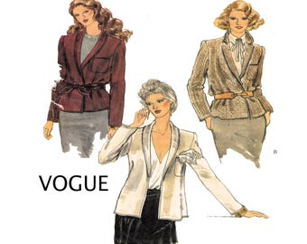 Vogue 7276, Women Blazer, Sewing Pattern, Fitted, Double Breasted, Pointed Lapel, Wrap Front, Suit Jacket, Ladies Size 8 70s Vintage