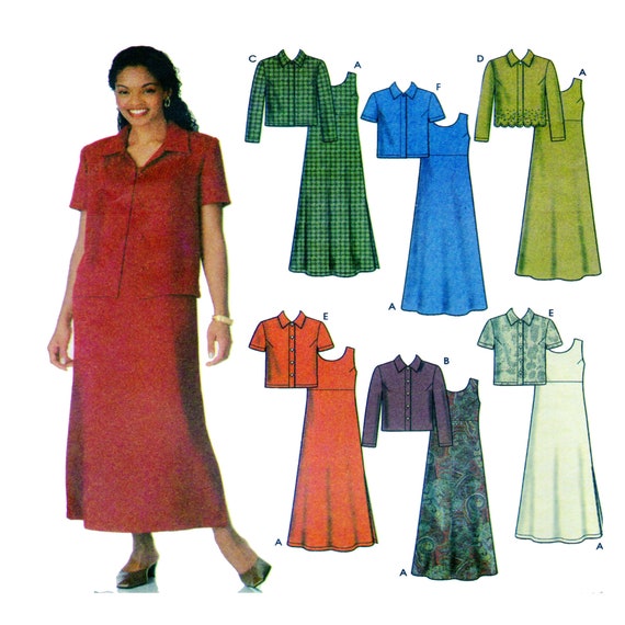 short jacket dress pattern Simplicity 9861, Women Dress Set, Dress Sewing Pattern, Raised Waist,  Sundress, Short Jacket, Long or Short Sleeve, Size 8-10-12-14, UNCUT