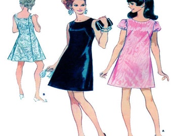 McCalls 9436, Women Dress, Sewing Pattern, Little Black Dress, 60s, Cocktail Dress, Fit Flare, Short Sleeve, Sundress, Size 9, Bust 32 UNCUT