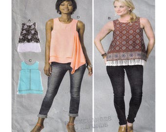 McCalls 7389 Tunic Top, Sleeveless Pull Over Top. Round Neckline, Style Details and Options Plus Size 14 to 22 Included Women Sewing Pattern