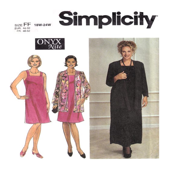 Simplicity 8484 Vintage 2000s Dress and Jacket Pattern Plus Size 18W-24W  Formal Slip Dress Evening UNCUT - Etsy