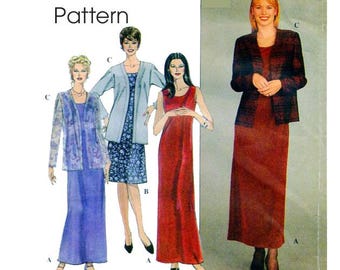 Simplicity 8937 Vintage 90s Slip Dress & Jacket Pattern Minimalist Evening Maxi  Cut Complete for Size 16 Bust 38