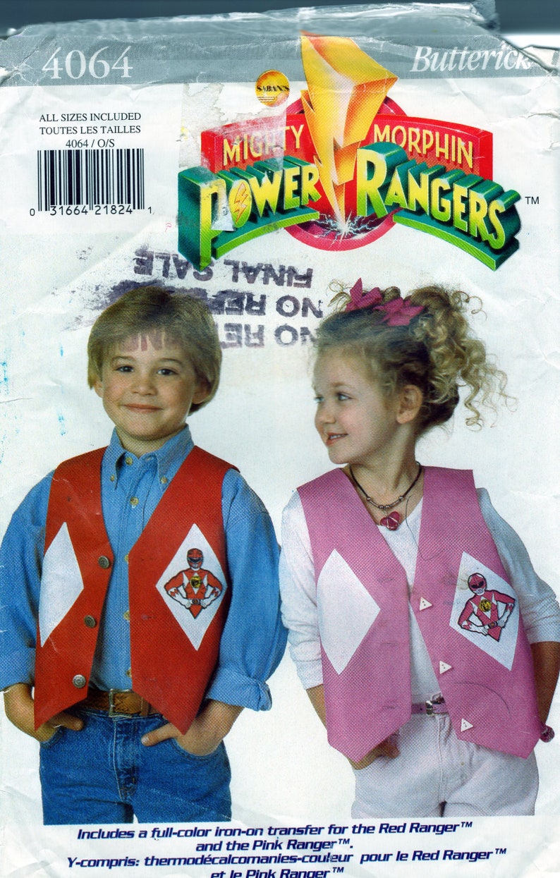 Butterick 4064, Power Rangers Jason Red Ranger, Pink Ninja Ranger ...
