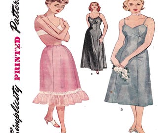 Simplicity 4470 Vintage 1950s Slip Pattern Full Slip Half Slip Bias Cut Lingerie Bust 44