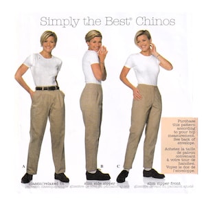 Simplicity 7590, Women Pants / Chino Sewing Pattern, High Waist, Straight Leg, Trouser, Pleated Front, Belt Carriers, Size 16-18-20 UNCUT