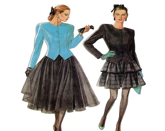 New Look 6033, Womens Evening Wear, Dress Sewing Pattern, Fitted Top, Button Jacket, Full Circle Skirt, TuTu, Flounce Skirt, Dress Set,UNCUT