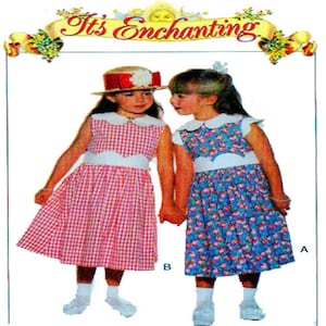 Little Girl, Fancy Dress, Sewing Pattern, Butterick 3917, Sundress, Scallop Collar, Cap Sleeve, Gathered Full Skirt, Size 5-6-6x, UNCUT