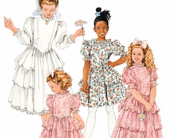 Victorian Style, Young Miss, Child, Dress, Sewing Pattern, McCalls 4081, Formal, Princess Seam Bodice, Tiered Skirt, Puff Sleeve, Size 12