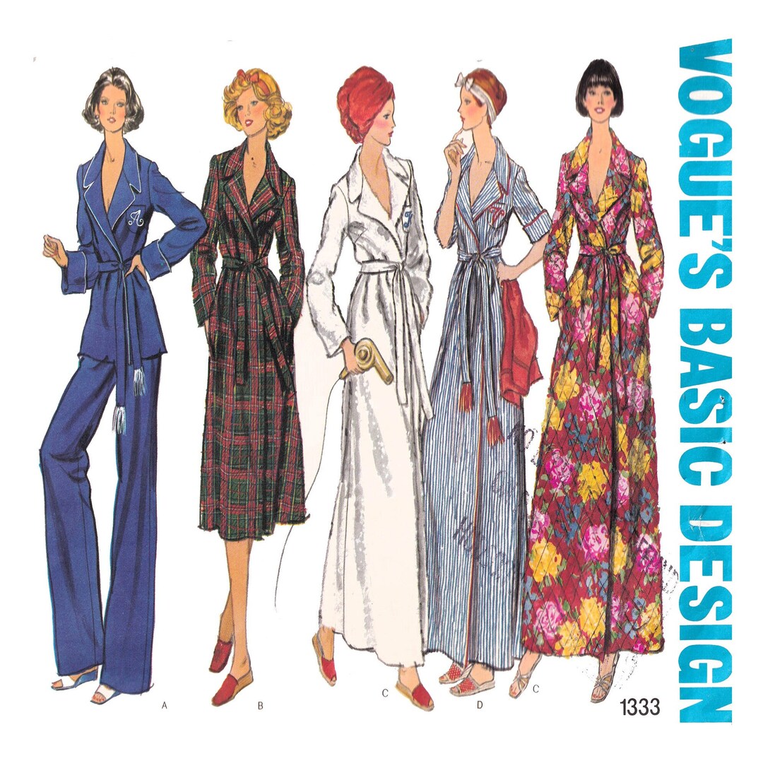 Vogue 1333, Women Robe, Long Dressing Gown, Bathrobe, Sewing Pattern