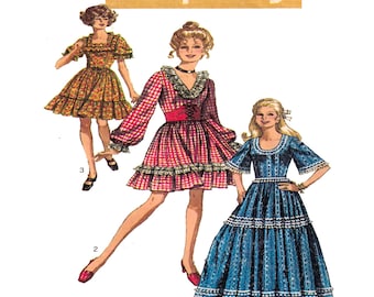 Simplicity 8875 Vintage 1970s Prairie Dress Pattern Tiered Peasant Cottagecore Women Size 18 and 14 Available
