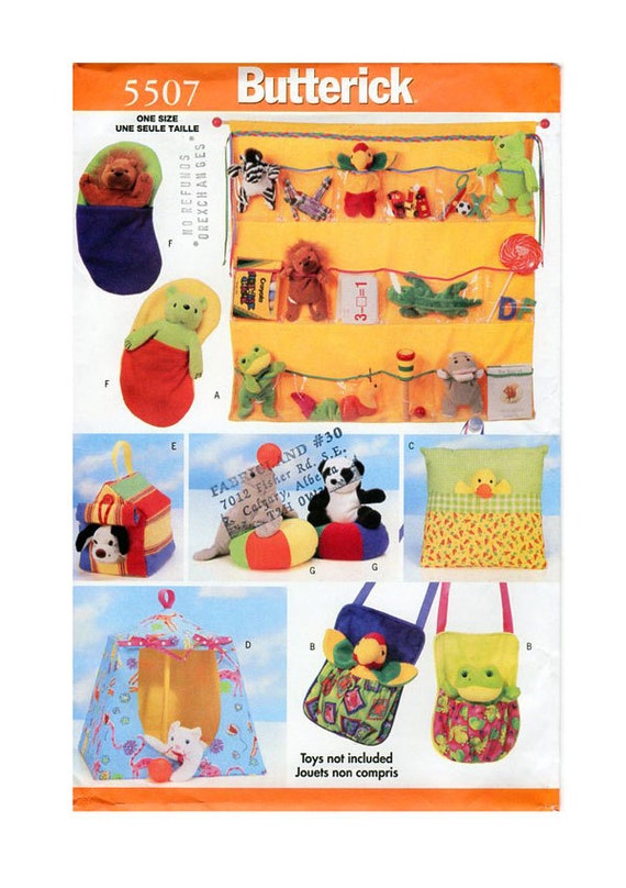 Butterick 5507 Toy Organizer Small Toy Accessories Bean Bag Etsy