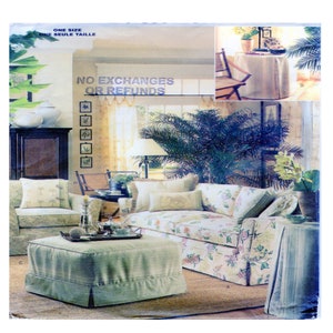 Butterick 6858, Butterick 344, Home Decorating Sewing Pattern, Slipcovers Pattern, Sofa / Couch Cover, Chair Ottoman, Accent Pillows UNCUT