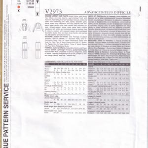 MONTANA, Women Casual Fashion Vogue 2973 Vogue Paris Original Sewing Pattern, Fitted Biker Jacket, Tapered Jean/Pant Pant, Size 6-8-8 UNCUT