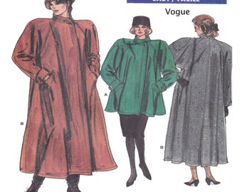 Vogue 7024, patron de couture de manteaux pour femmes, manteau ample doublé, manteau à manches raglan, 2 longueurs, boutonné sur le devant, couture, taille 6-8-10-12-14 non coupé