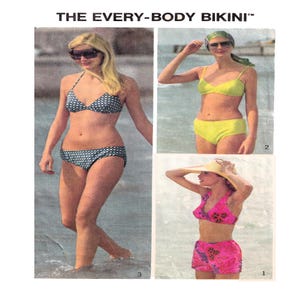 Strandbikini Simplicity 5576, Dam-BH-topp, Högmidjad Boxer Trosa, Grimma, Höfttätning 70-tals Pappersmönster, Storlek 8 till 10 Oklippt