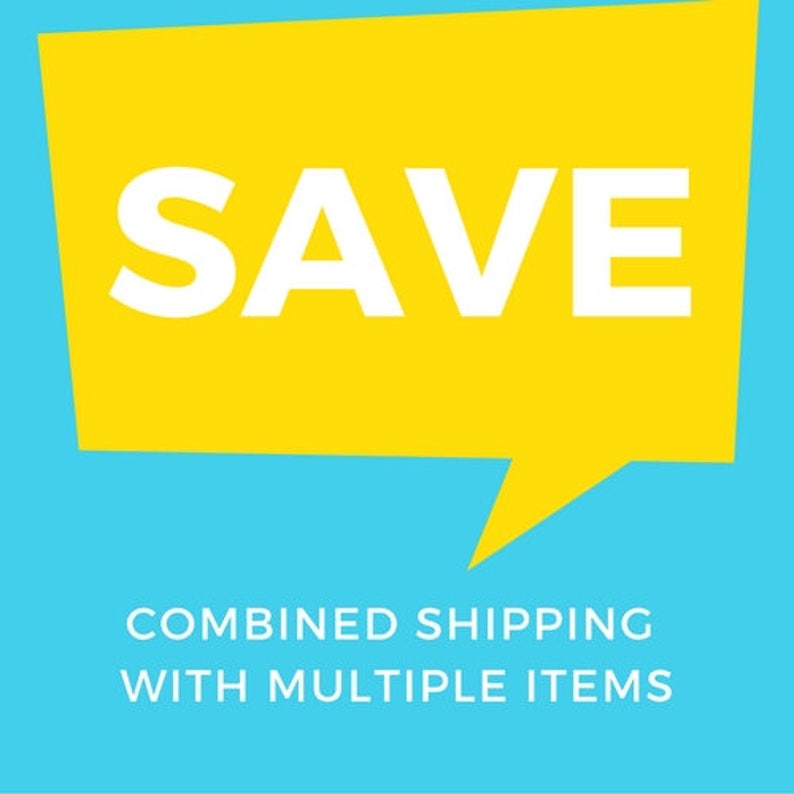 May include: A yellow speech bubble with a white outline and the word "SAVE" in white text. Below the speech bubble, the text "COMBINED SHIPPING WITH MULTIPLE ITEMS" is written in white.