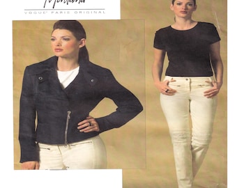 MONTANA, Women Casual Fashion Vogue 2973 Vogue Paris Original Sewing Pattern, Fitted Biker Jacket, Tapered Jean/Pant Pant, Size 4-6-8 UNCUT
