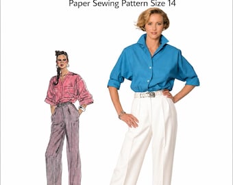 Simplicity 6829 Misses Pants Original Paper Sewing Pattern High Waist Pleated Cuff Ricki 1985 Size 14 Waist 71 cm 28 in UNCUT