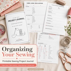 Planer i dziennik projektów krawieckich do druku, 7-stronicowy organizer do szycia w formacie PDF | Projekty krawieckie do użytku biznesowego lub osobistego