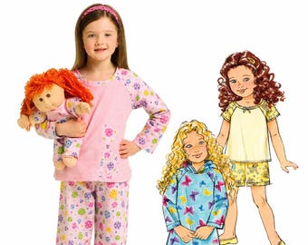 Butterick B5129 Girls Top, Dress, Shorts, Pants and Doll Clothes, Paper Sewing Pattern, Size 6-8, Cabbage Patch Kids, UNCUT
