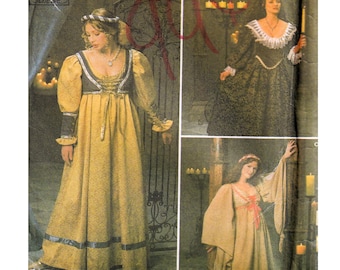 Simplicity 8192 Moda medievale rinascimentale, costumi teatrali cosplay storici, maniche a campana, corpetto aderente, taglie 10-12-14 NON TAGLIATO