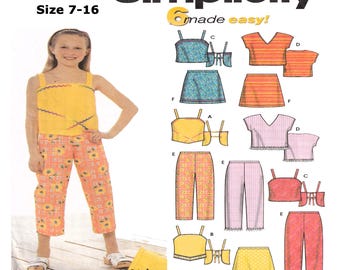 Simplicity 9780 Girls Sewing Pattern Top Skirt Capri Pants Outfit Easy Size 7-16