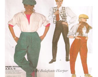 Shari Belafonte Harper, Women 80s Fashion Pant McCall's 2077, Size 16, Pleated, Stirrup, Flat Front Pants, Women Sewing Pattern, UNCUT